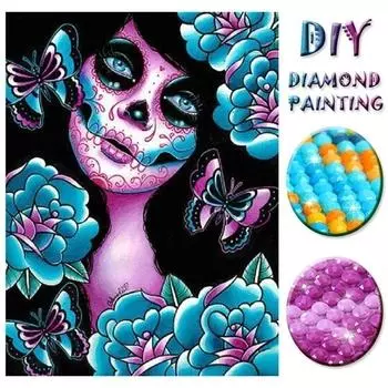 5D DIY Алмазная картина Девушка Череп Цветок Алмазная вышивка крестиком Алмазная вышивка 20X30CM