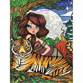 5D DIY Алмазная картина Девушка и тигр Набор для вышивки крестиком Мозаика Алмазная вышивка Роза Полный круглый/квадратный дрель Украшение дома Round 20x30cm