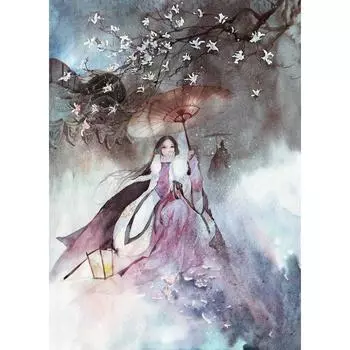 5D DIY Алмазная картина Девушка под деревом Алмазная вышивка Полный набор для мозаики Вышивка крестом Домашний декор Подарки ручной работы Round 20x30cm