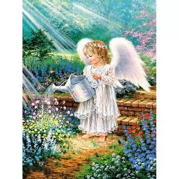 5D Diy Алмазная картина Девушка поливает цветы Алмазная вышивка Крестом Домашний декор Подарки ручной работы Round 20x30cm