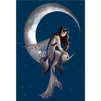 5D Diy Алмазная картина Девушка Сидящая на Луне Вышивка Крестом Домашний Декор Подарок ручной работы 25x30cm