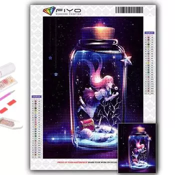 5D Diy Алмазная картина Девушка в бутылке песочных часов Вышивка крестиком Полная алмазная вышивка Мозаика Full Round 20X30CM