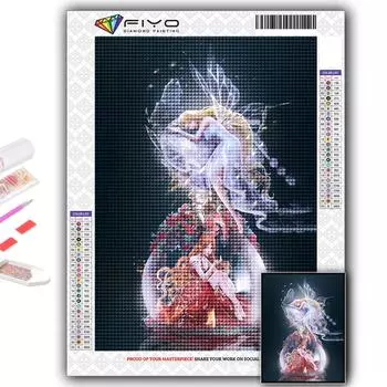 5D Diy Алмазная картина Девушка в бутылке песочных часов Вышивка крестиком Полная алмазная вышивка Мозаика Full Round 20X30CM