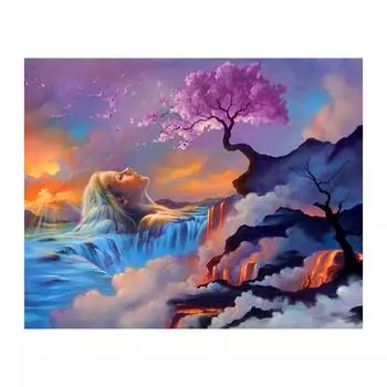 5D Diy Алмазная картина Девушка в облаке Алмазная вышивка Крестом Домашний декор Подарки ручной работы Round 20x30cm
