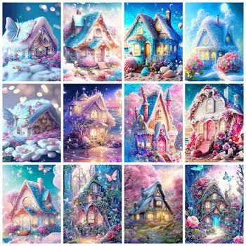 5D Diy Алмазная картина Дом Фэнтези Полный квадрат Круглая вышивка Мозаика Бабочка Цветок Домашний декор Full Round 20x30CM