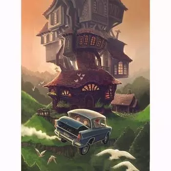 5D DIY Алмазная картина Дом и автомобиль Набор для вышивки крестом Мозаика Алмазная вышивка Роза Полный круглый/квадратный дрель Украшение дома Round 20x30cm