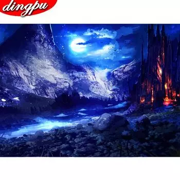 5D Diy Алмазная картина Дом Полный круглый Вышивка Пейзаж Мозаика Украшение дома 20X30CM
