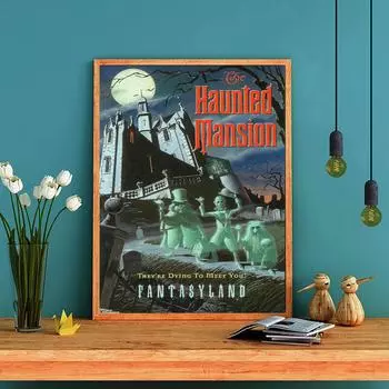 5D DIY Алмазная картина Дом с привидениями Набор для вышивки крестом Мозаика Алмазная вышивка Полный круглый/квадратный дрель Украшение дома Round 30x40cm