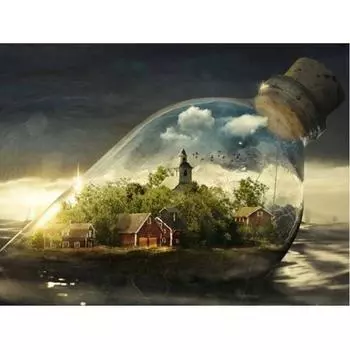 5D DIY Алмазная картина Дом в бутылке Набор для вышивки крестом Мозаика Алмазная вышивка Роза Полный круглый/квадратный дрель Украшение дома Round 20x30cm