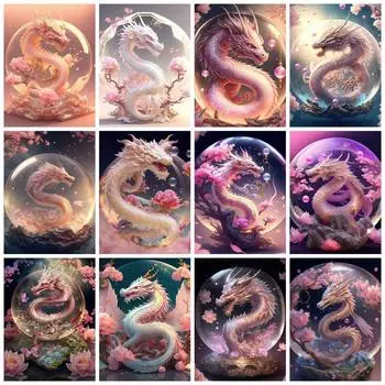 5D Diy Алмазная картина Драконий цветок полная квадратная/круглая вышивка мозаика животное ручная работа настенный декор Full Round 20x30CM