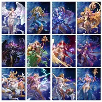 5D DIY Алмазная картина Древняя Фея Анимация Алмазная вышивка Набор для вышивки крестом Полный горный хрусталь Мозаика Домашний декор Round 20x30cm