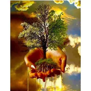 5D DIY Алмазная картина Древо жизни Алмазная вышивка Полный набор мозаики Вышивка крестом Домашний декор Подарки ручной работы Round 20x30cm