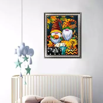 5D Diy Алмазная картина «Два гнома и цветы», набор для вышивки крестом, полная алмазная вышивка, мозаика, художественная картина, декор из страз, подарок Full Round 20x30cm