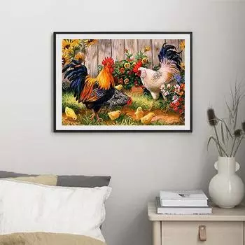 5D Diy Алмазная картина Два свободных цыплята Набор для вышивки крестом Полный Алмазная вышивка Мозаика Художественная картина Стразы Декор Подарок Full Round 20x30cm