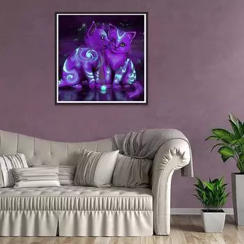 5D Diy Алмазная картина «Две черные кошки» Алмазная вышивка Полный набор аниме Наборы для вышивки крестом Домашний декор Подарок ручной работы Round 30x30cm