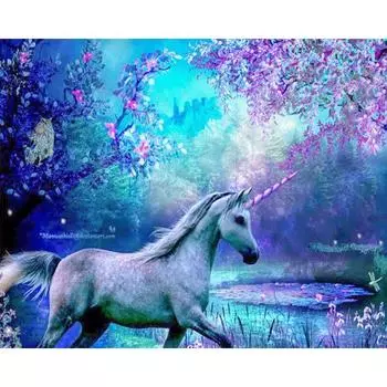 5D DIY Алмазная картина Единорог Вышивка Крестом Горный хрусталь Мозаика Домашний декор 20X30CM