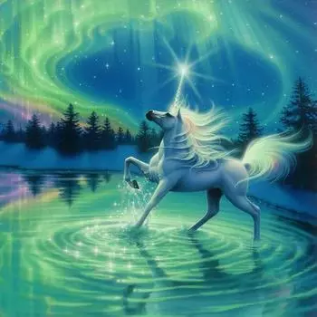 5D DIY Алмазная картина Единорог в воде Вышивка Крестом Горный хрусталь Мозаика Домашний декор 30X30CM