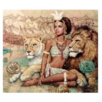 5D DIY Алмазная картина Египетская царица и тигр Вышивка крестиком 5D Домашний декор Подарок Full Round 20x30CM