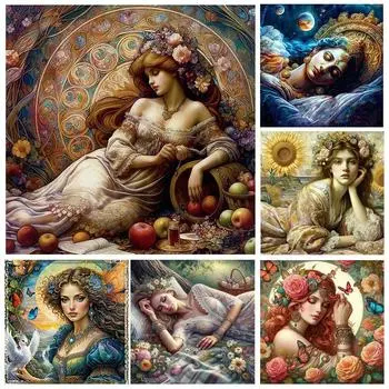 5D DIY Алмазная картина Европа Женщина Полный квадратный круглый алмазный набор для вышивки Мозаика Животные Искусство Домашнее украшение Подарок Full Round 20x20CM