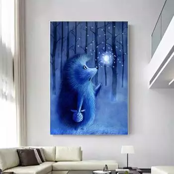 5D Diy Алмазная картина «Ежик и одуванчик», набор крестиков, полная алмазная вышивка, мозаика, художественная картина, декор из страз, подарок Full Round 20x30cm