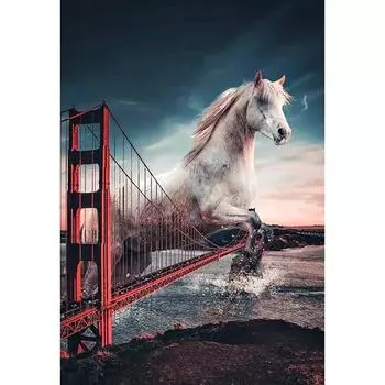 5D DIY Алмазная картина Фантазия Лошадь Вышивка Крестом Мозаика Полный Декор Стразами 20X30CM
