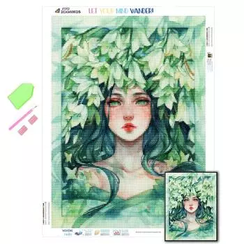 5D DIY Алмазная картина Фэнтези Девушка Полный дрель Квадратный круглый набор со стразами Алмазная вышивка Зеленые эльфы Украшение дома Full Round 20X30CM