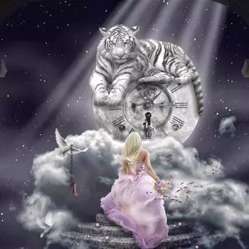 5D DIY Алмазная картина Фэнтези Тигр Алмазная вышивка Крестом Рукоделие Украшение дома 20X30CM