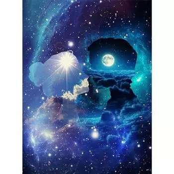 5D DIY Алмазная картина Фэнтези Звездное небо Пара Алмазная Алмазная вышивка Полный мозаичный набор Наборы для вышивки крестом Домашний декор Подарки ручной работы Round 20x30cm