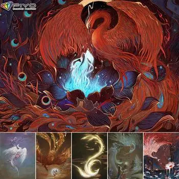 5D Diy Алмазная картина Феникс Крест Стежок Полная Алмазная вышивка Мозаика Full Round 20X30CM