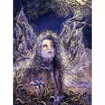 5D DIY Алмазная картина Фиолетовая бабочка Фея 3D Вышивка крестом Горный хрусталь Мозаика Декор Картина 20X30CM