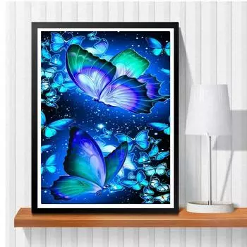 5D Diy Алмазная картина Фиолетовая мечта Бабочка Набор для вышивки крестом Полная алмазная вышивка Мозаика Художественная картина Стразы Декор Подарок Full Round 20x30cm