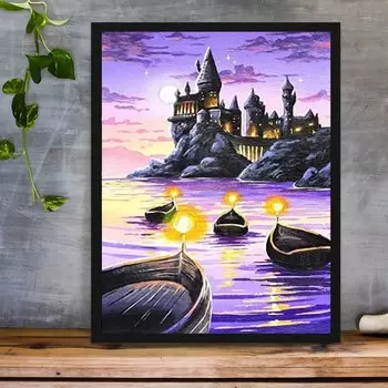 5D DIY Алмазная картина Фиолетовое море Набор для вышивки крестом Мозаика Алмазная вышивка Полный круглый/квадратный дрель Украшение дома Round 30x40cm