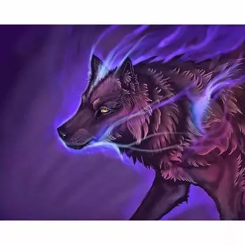 5D Diy Алмазная картина Фиолетовый волк 3D Алмазная картина Полная вышивка бисером фотографии Алмазная вышивка со стразами 20X30CM