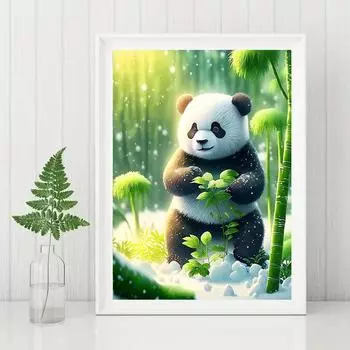 5D DIY Алмазная картина Гигантская панда Набор для вышивки крестом Мозаика Алмазная вышивка Роза Полный круглый квадратный дрель Украшение дома Round 30x40cm