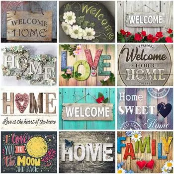 5D Diy Алмазная картина Главная Письмо Горный Хрусталь Мозаика Стразы Искусство Вышивки Крестом Комплект Украшения Новогодний Подарок 40x30cm