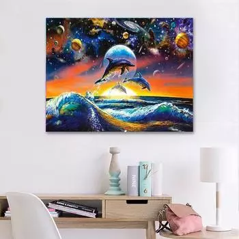 5D DIY Алмазная картина Глубоководный Кит и космос Алмазная вышивка Крестом Украшение дома Ремесла 20X30CM