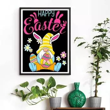 5D Diy Алмазная картина «Гном с заячьими ушками», набор для вышивки крестом, полная алмазная вышивка, мозаика, художественная картина, декор из страз, подарок Full Round 20x30cm