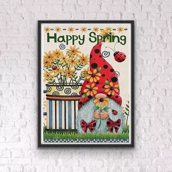 5D Diy Алмазная картина «Гномы и цветы», набор для вышивки крестом, полная алмазная вышивка, мозаика, художественная картина, декор из страз, подарок Full Round 20x30cm