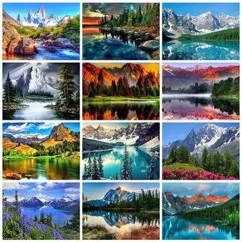 5D DIY Алмазная картина Горный вышивка крестиком Пейзаж Полный круглый Стразы Вышивка Мозаика Полный макет Домашний декор Full Round 20x30CM