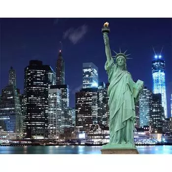 5D Diy Алмазная картина Город Ночной вид Алмазная вышивка Крестом Домашний декор Подарки ручной работы Round 20x30cm