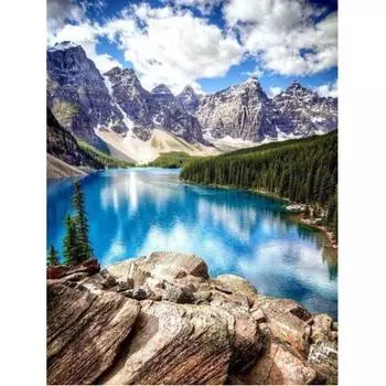 5D DIY Алмазная картина Горы и реки Набор для вышивки крестом Мозаика Алмазная вышивка Роза Полный круглый/квадратный дрель Украшение дома Round 20x30cm