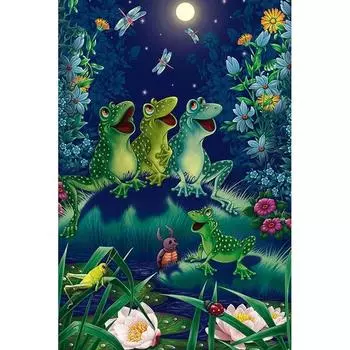 5D DIY Алмазная картина Группа лягушек Вышивка крестом Горный хрусталь Мозаика Домашний декор 20X30CM
