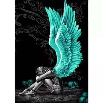 5D DIY Алмазная картина Грустный ангел Алмазная вышивка Полный набор мозаики Вышивка крестом Домашний декор Подарки ручной работы Round 20x30cm