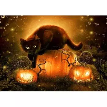 5D DIY Алмазная картина Хэллоуин Циветта Алмазная вышивка Полный набор мозаики Вышивка крестом Домашний декор Подарки ручной работы Round 20x30cm