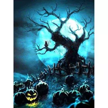 5D DIY Алмазная картина Хэллоуин Полный круглый Алмазная вышивка Крестом 20X30CM
