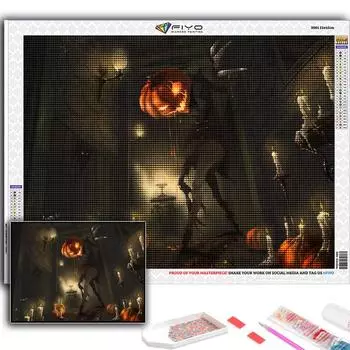 5D Diy Алмазная картина Хэллоуин Страшная голова тыквы Человек Вышивка крестиком Полный Алмазная вышивка Мозаика Full Round 20X30CM