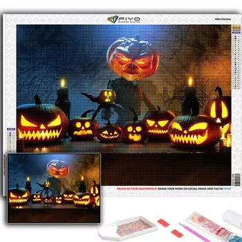 5D Diy Алмазная картина Хэллоуин Страшная голова тыквы Человек Вышивка крестиком Полный Алмазная вышивка Мозаика Full Round 20X30CM