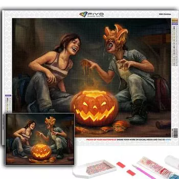 5D Diy Алмазная картина Хэллоуин Страшная голова тыквы Человек Вышивка крестиком Полный Алмазная вышивка Мозаика Full Round 20X30CM