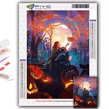 5D Diy Алмазная картина Хэллоуин Страшная голова тыквы Человек Вышивка крестиком Полный Алмазная вышивка Мозаика Full Round 20X30CM