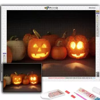 5D DIY Алмазная картина Хэллоуин Страшный тыквенный пейзаж Вышивка крестом Алмазная художественная вышивка Мозаика Домашний декор Full Round 20X30CM